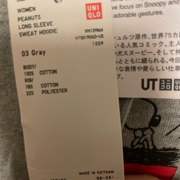 Uniqlo Women’s peanuts, long sleeve sweat hoodie - Picture 5 of 5